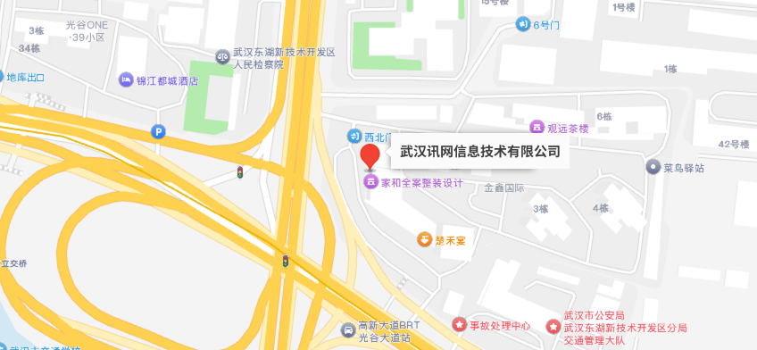武汉讯网信息技术有限公司位置图：武汉市东湖新技术开发区光谷大道19号金鑫国际B座15A08室